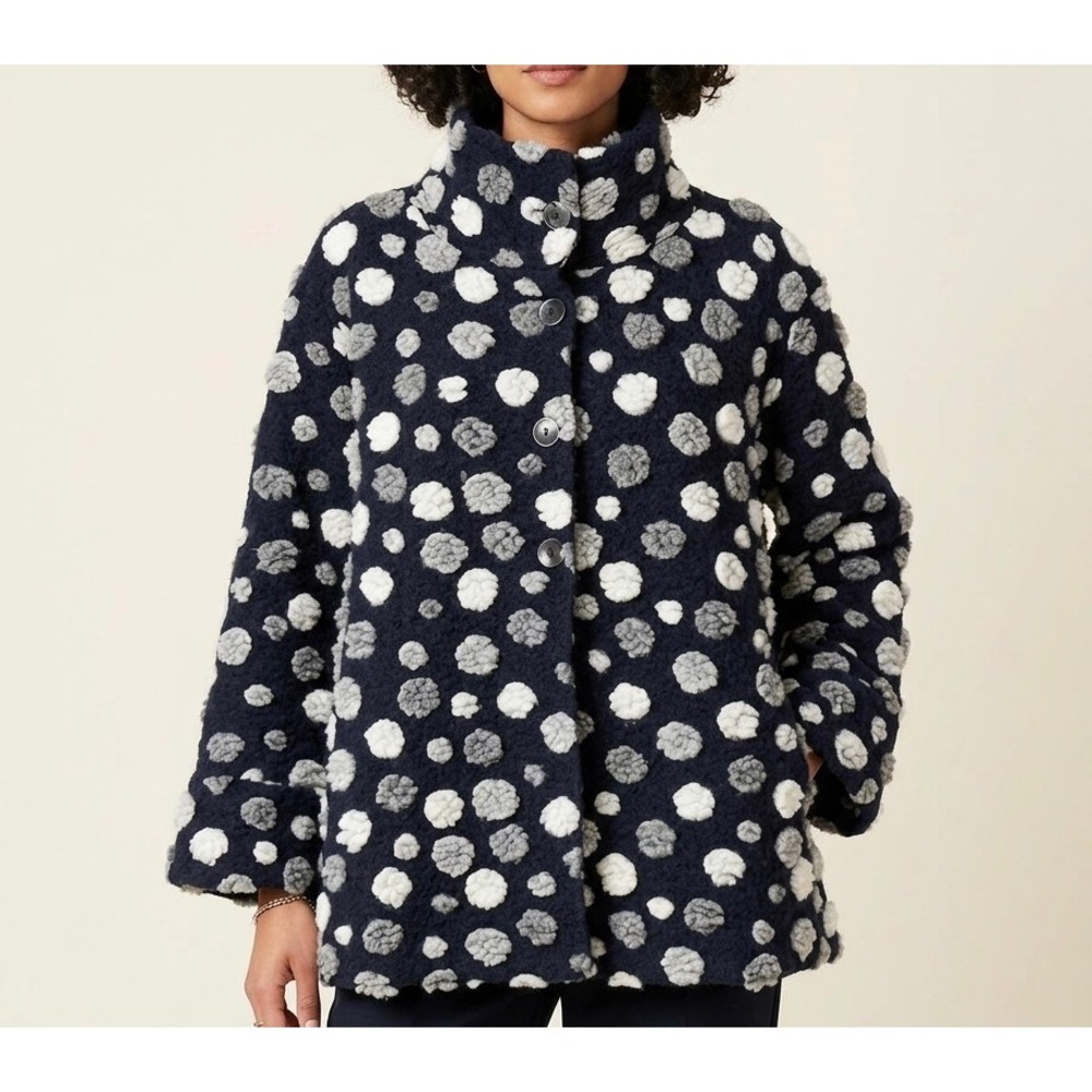 Bryn Walker Jacket Sabira Navy Button Front Wool Blend Large